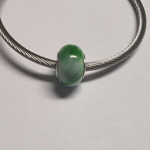 Blended Green‎ and White Charm for Pandora Style Bracelet